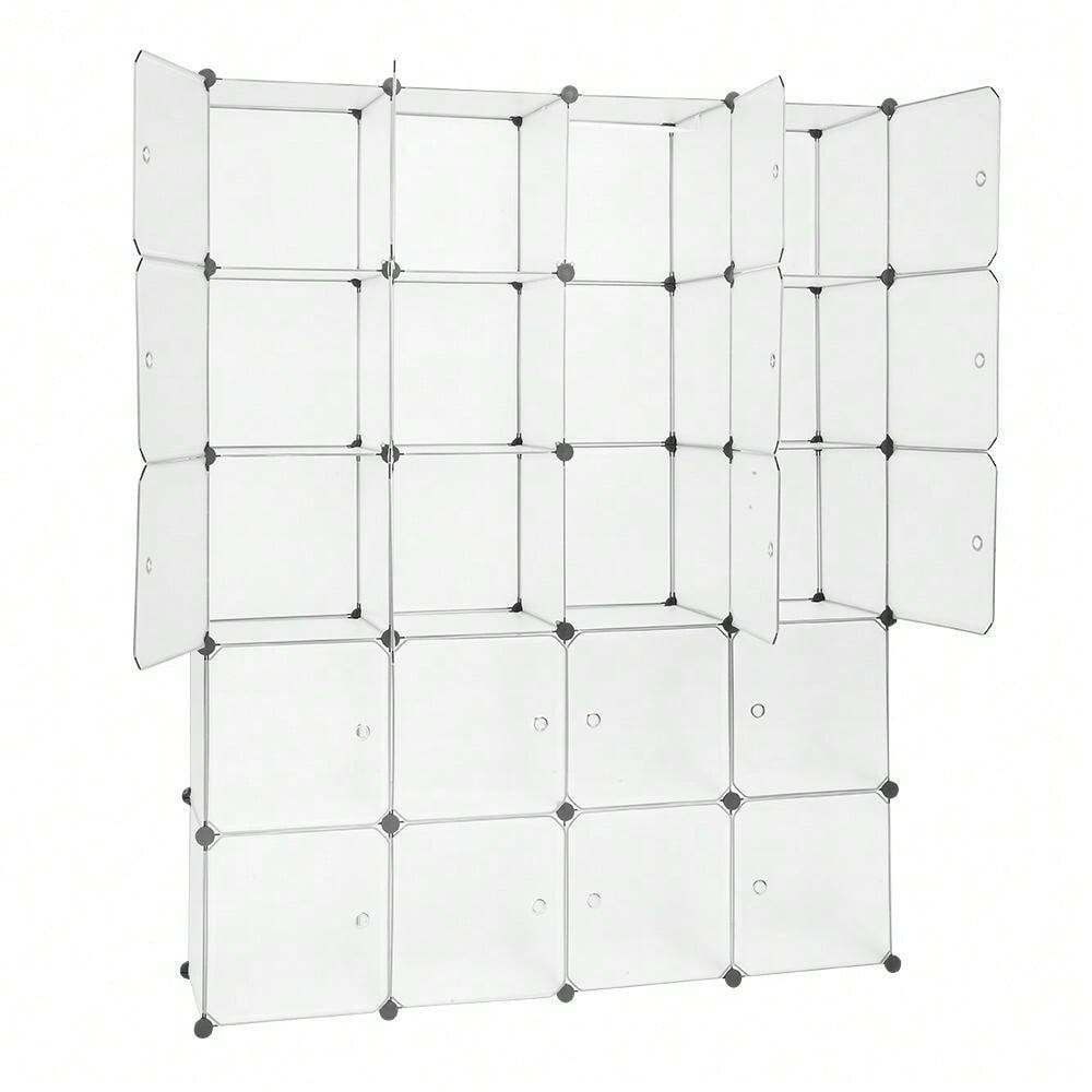 outstanding quality  1pc 20 Organizer Stackable Plastic Cube Storage Shees Design Multifunctional Modular Closet Cabinet With Hanging Rod White