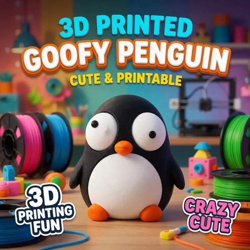 Funny Penguin 3D Printed Large Eye Fat Penguin Desktop Ornament, Handmade Funny Animal Craft, DIY Fat Penguin Model, 3D Printed Desk Decor
