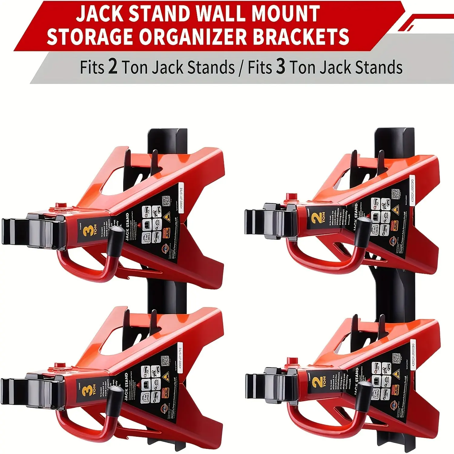 Metal Wall-Mounted Storage Rack, Jack Stand Holder, Garage Tool Organizer, Tool Storage Racks, Multi-Layer Reinforced Design, Screw Installation