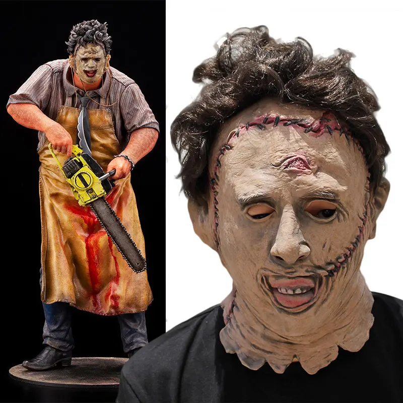 Latex Chainsaw Killer Face Mask with Horror Look, Halloween Cosplay Costume Prop, Fashion & Clothes Accessory Face Covering, Accessories