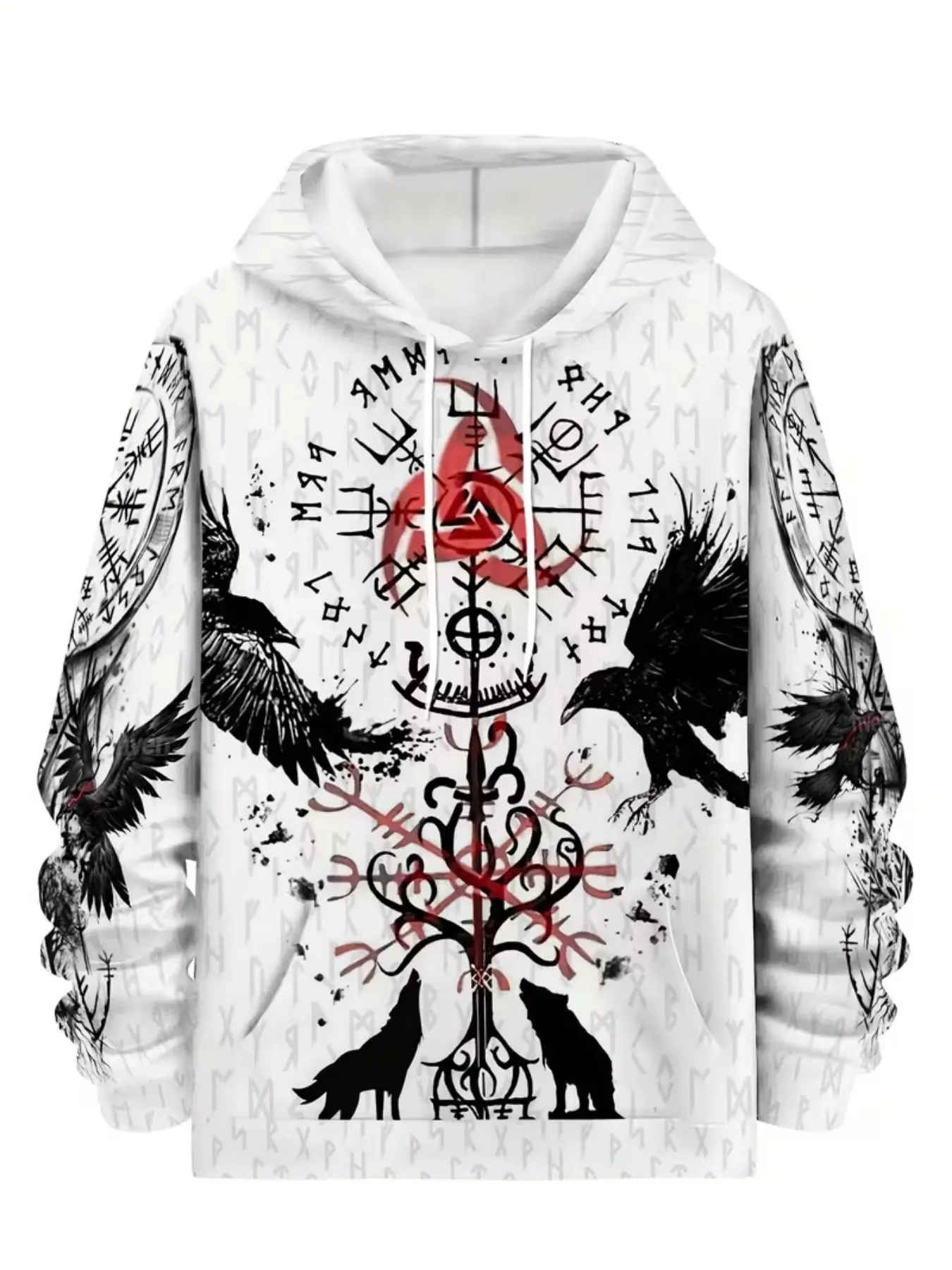 Men's Long Sleeve Hooded Sweatshirt, 3D Printed All over Pattern, Casual Streetwear, Fitted, Suitable for Spring and Autumn Outdoor Activities
