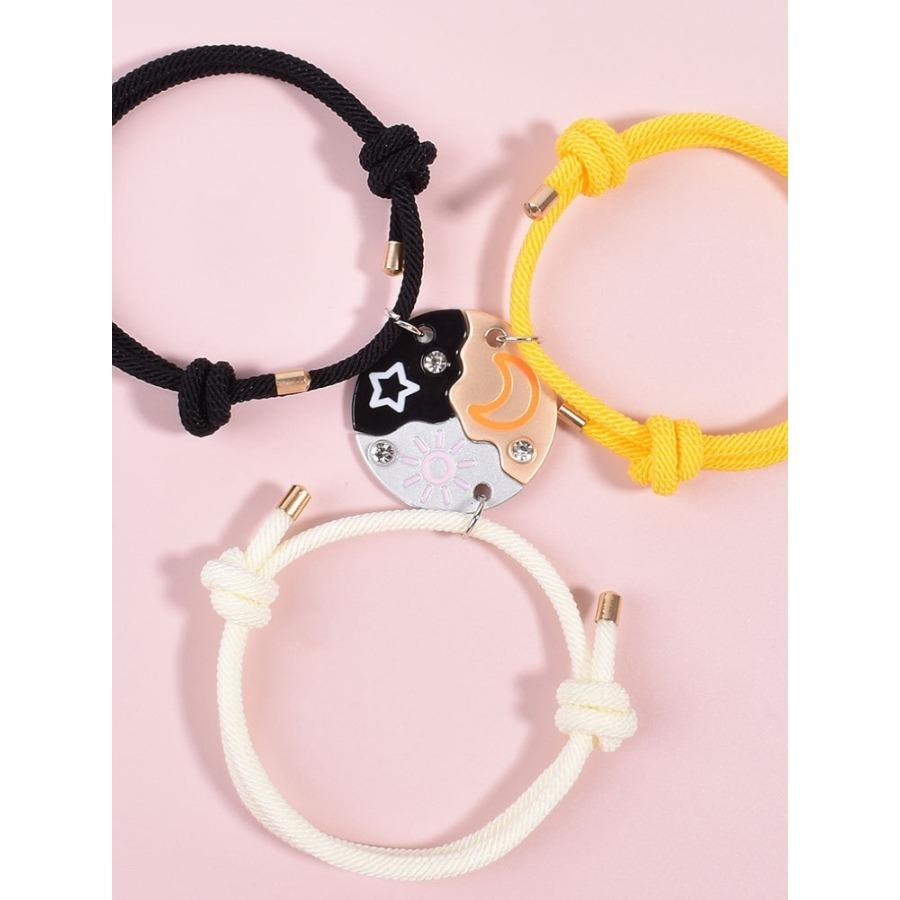 Sun, Moon, & Star Cloud Magnetic Necklace/Bracelet Set for 3/4,Puzzle Design BFF Jewelry for Best Friends & Sisters Ideal Friendship Gift with Rhinestone Detail Perfect for Birthday, Anniversary, Valentine's Day