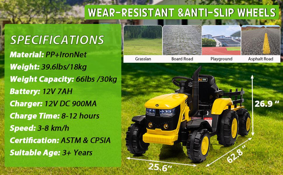 GARVEE 12V Remote Control Tractor  with 7-LED & Safety Belt - Red