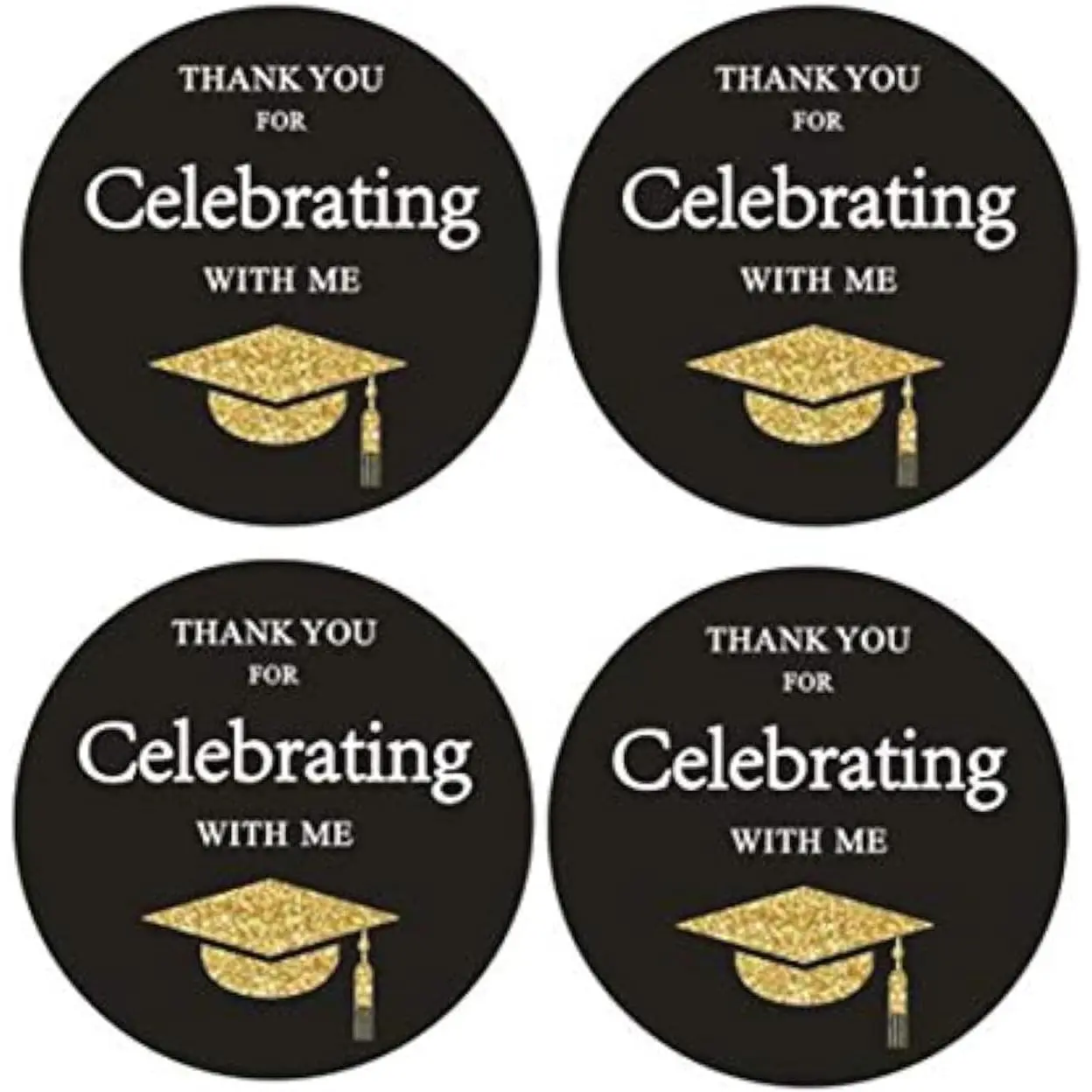 Shiningparty 2 Round 50 Pack Graduation Stickers Graduation Thank You Birthday Party Sticker Labels Candy Stickers for Birthday Party Graduation Party Favors