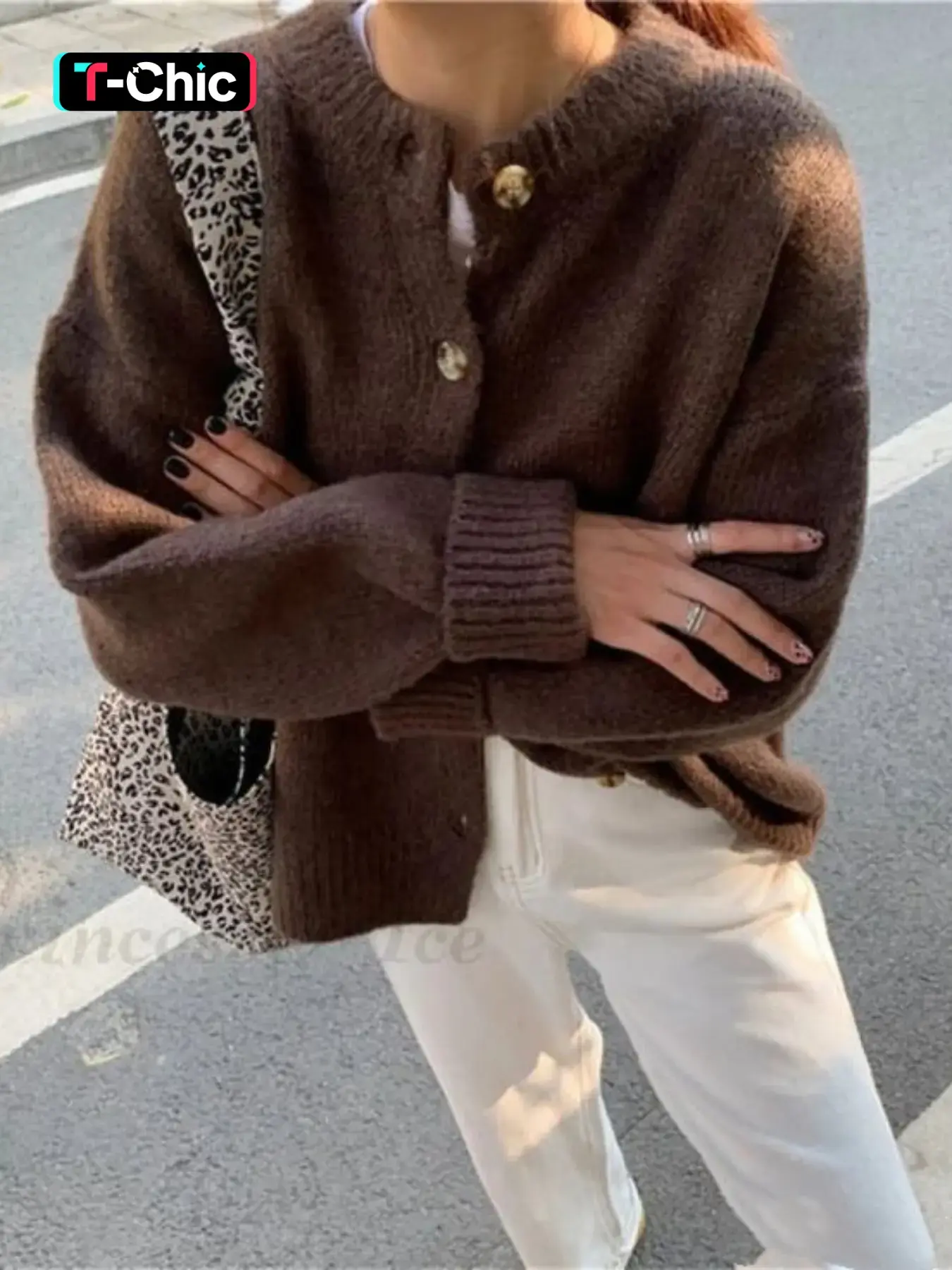 Women's Vintage Loose Knit Commuter Cardigan, Fall & Winter Casual Street Style, Old Money Style New Year & Christmas Sweater, Knitwear