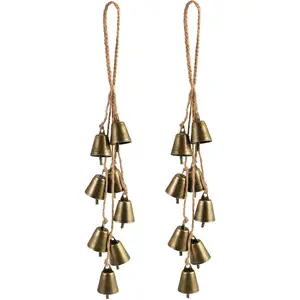 2 Pack Rustic Witch Bells Kit, Small Hanging Magic Wind Chimes for Door Knob, Outdoor & Home Protection Witchcraft Decor
