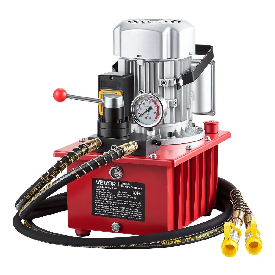 VEVOR Electric Hydraulic Pump, 750W 10, 000 PSI, 120V Double Acting Electric Driven Hydraulic Pump Power Pack Unit, with Manual Valve, 2.1 Gallon/ 8L, for Punching, Bending, Double Acting Cylinders