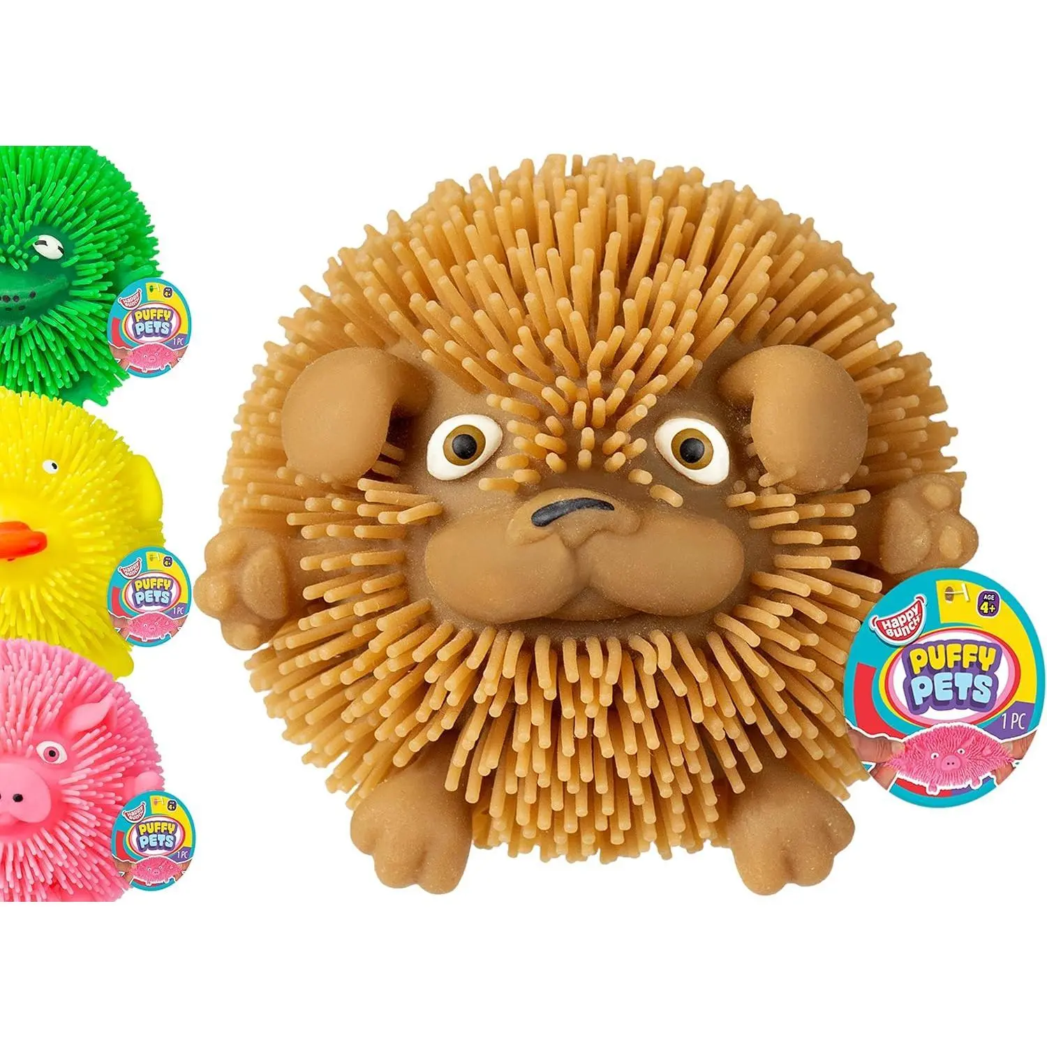 JA-RU Gum-Scented Bubblegum Puffer Ball - TPR Soft Spikes Unisex Kids Stress Relief Toy, 1 Unit Squishy Animal (Pig, Frog, Chicken, Dog) Sensory Toy, Party Favors Classroom Prizes 4350-1