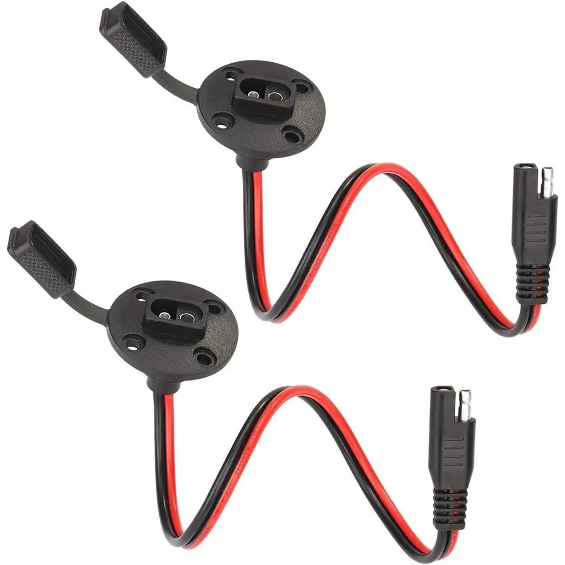 Heavy Duty Flush Mount SAE Power Socket Sidewall Port Connector Extension, 16AWG Cable, 2-Pin Weatherproof Quick Connect Plug for Solar Generator Battery Charger