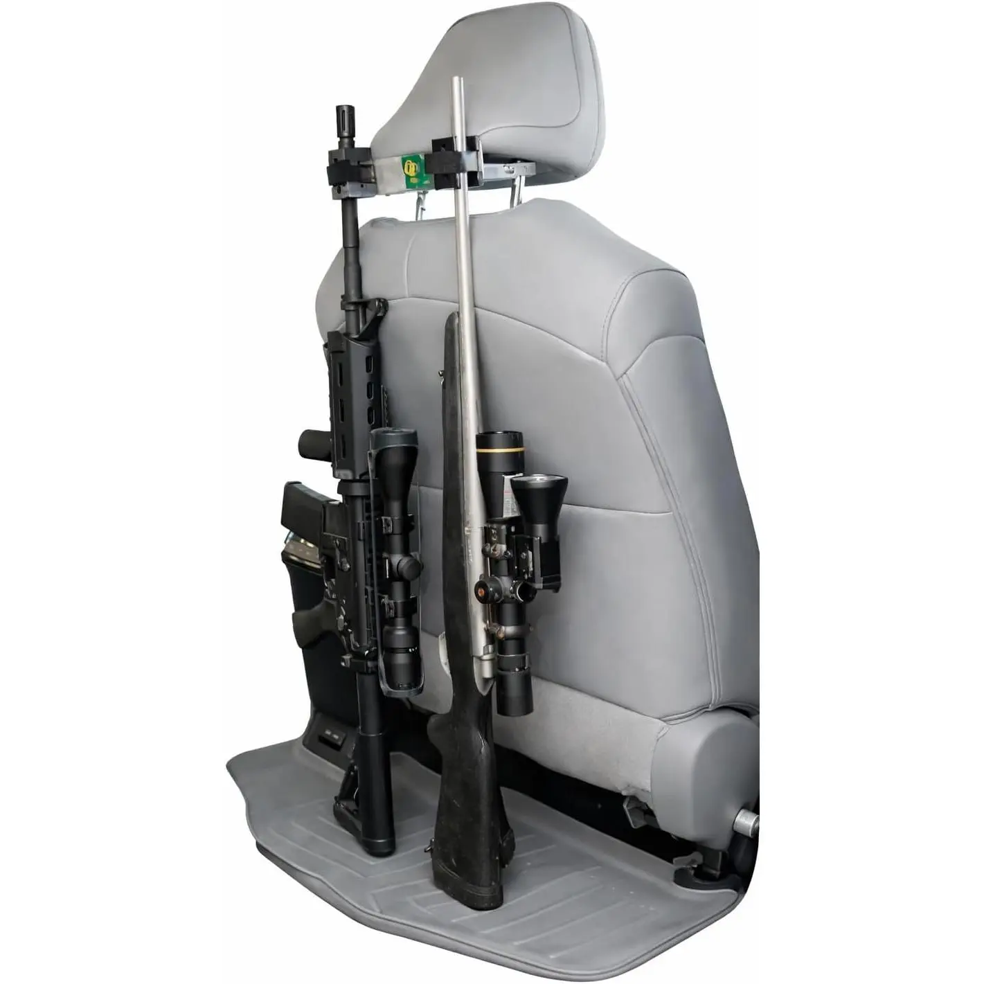 Universal Vehicle Gun Rack - Vertical Headrest Mount Tactical Car Accessory, Car Organizer, Truck Accessory - Tool-Free Install, 2 Rifle Slots for Secure Rifle & Shotgun Storage in Vehicles, Tactical Car Accessories