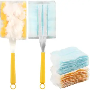 40-Pcs Disposable Microfiber  Duster Refills with 2 Handles, Heavy Duty Multi-Surface Dusting Replacements Compatible with  Hand Duster, Dusters Refills for Cleaning & Ceiling Fan