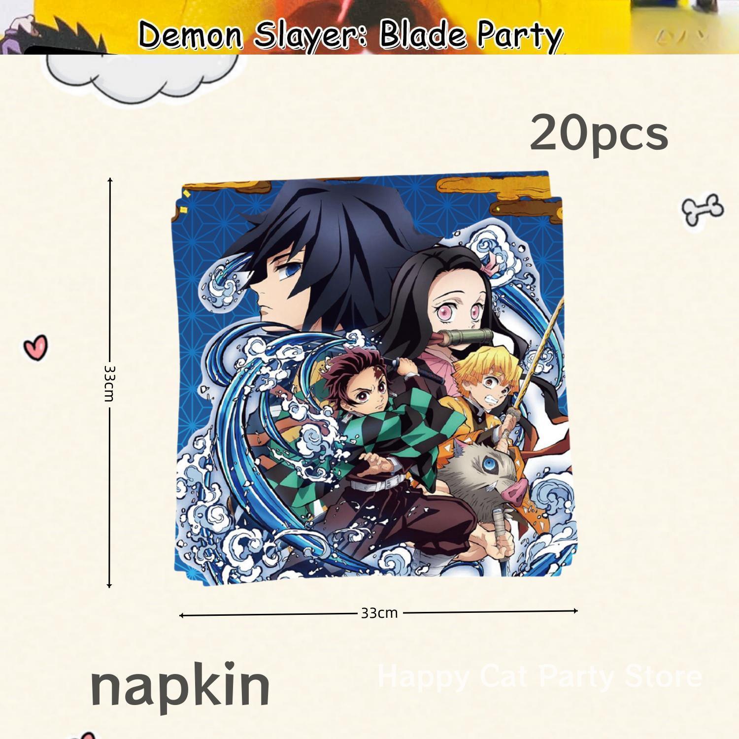 Demon Slayer Birthday Party Decor Kimetsu No Yaiba Tableware Tablecloth Plate Cup Balloon Baby Shower Kids Favors Party Supplies