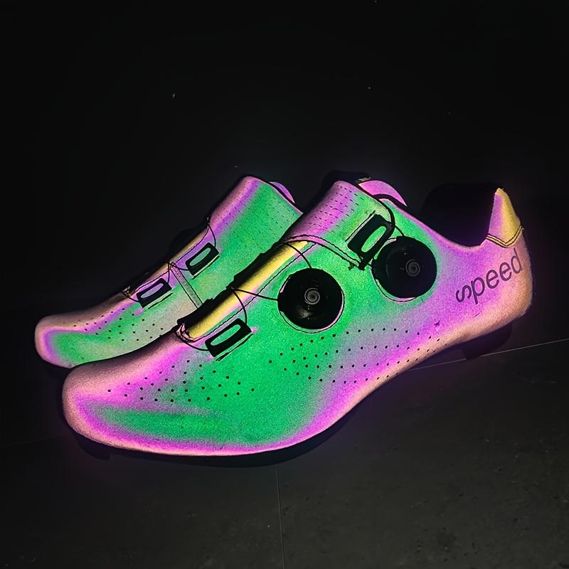 [Sneakers] Men'S Professional Cycling Shoes Rotary Buckle Solid Color Luminous Color Changing Cycling Shoes Mountain Road Bike Shoes Lock Bottom Women'S Professional Cycling Shoes