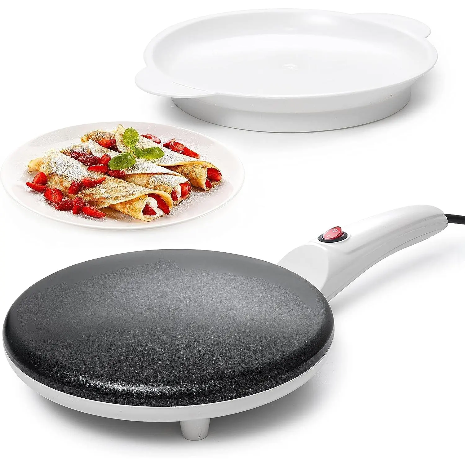 Electric Crepe Maker 8 Inch, Portable Crepe Maker & Hot Plate Cooktop On/Off Switch, Nonstick Coating, Automatic Temperature Control, Easy To Use For Pancakes, Blintz, Chapati