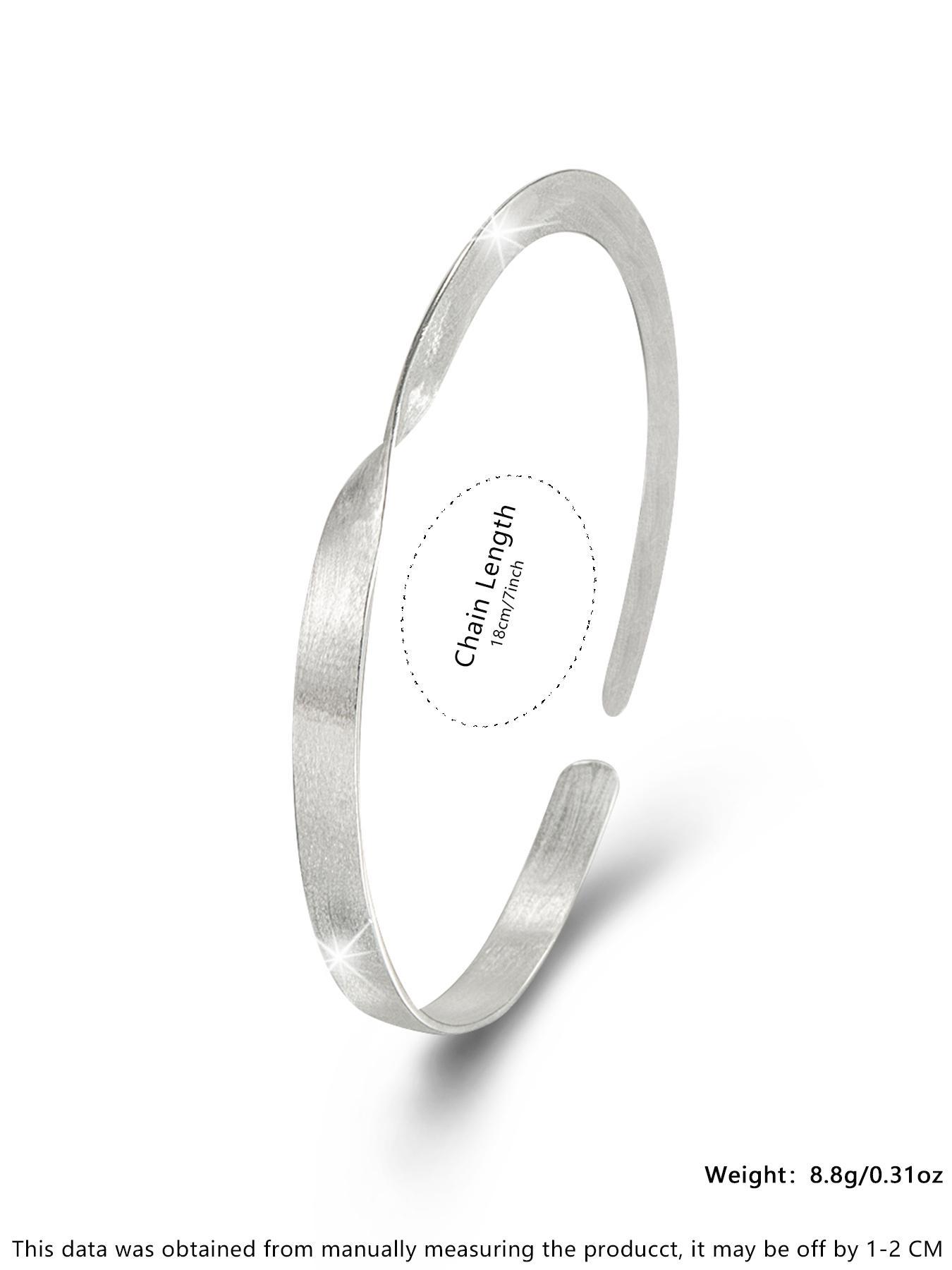 S925 Sterling Silver Simple Design Bangle Bracelet, Fashionable Jewelry for Women & Girls, Trendy All-match & Exquisite Jewelry for Birthday Gift