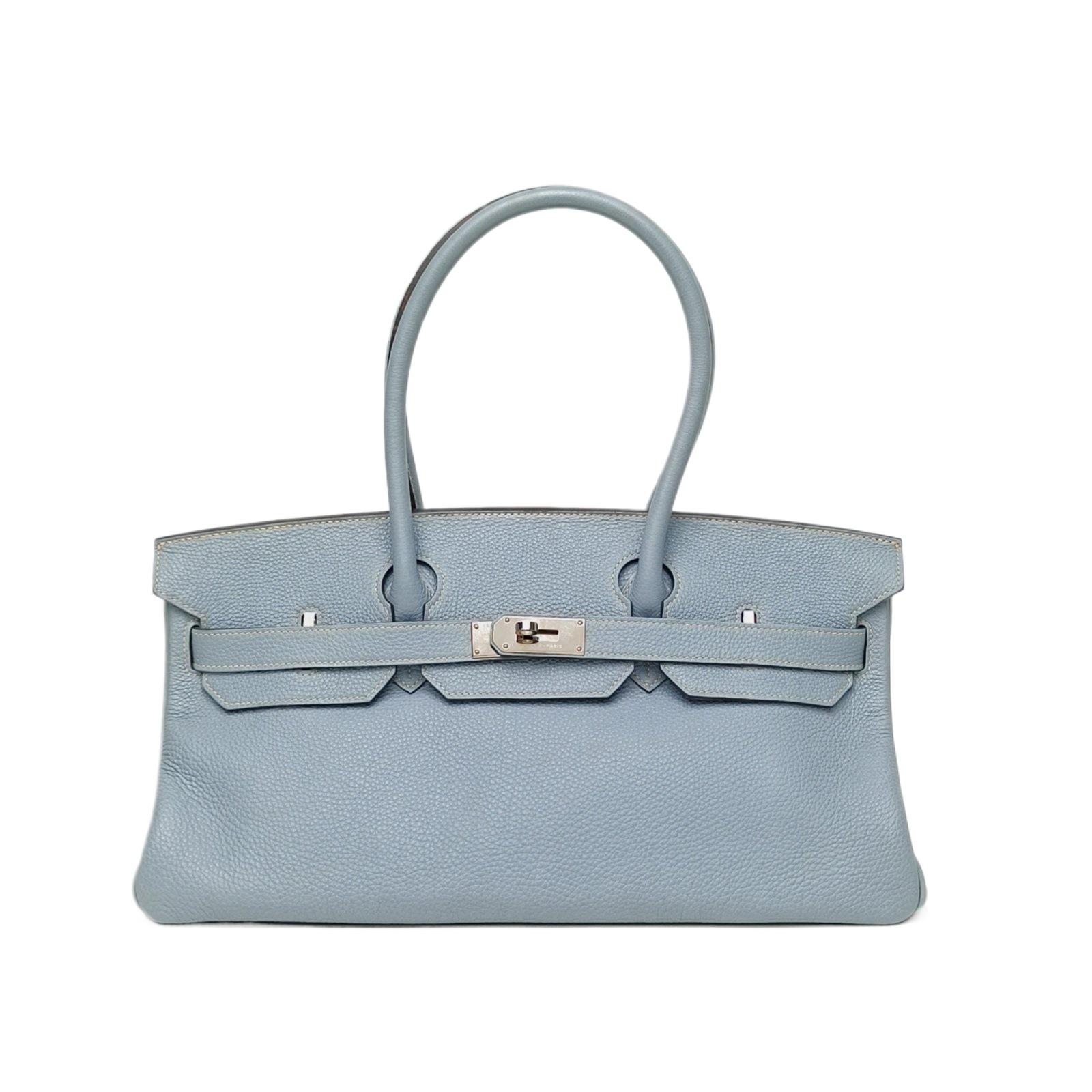 Pre-owned HERMÈS 【Alea】HERMES Shoulder Birkin Bleu Lin(J7) Togo Leather Q