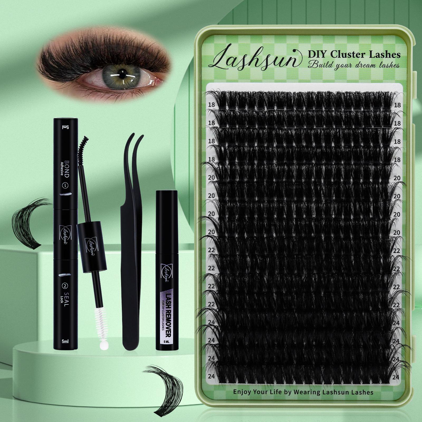 100D D Curl 18-24mm Mixed Length DIY Cluster Lashes Kit, 1 Box Soft and Comfortable False Eyelashes, Long-lasting Lashes Kit for Women & Girls, Individual Lashes Cluster