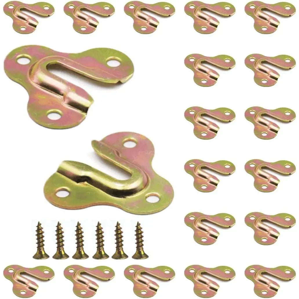 20 count Zinc Yellow Keyhole Hangers Mirror Picture Frame Hangers Mug Key Coat  Rack Wooden Board Wall Mount Single Keyhole  Plate
