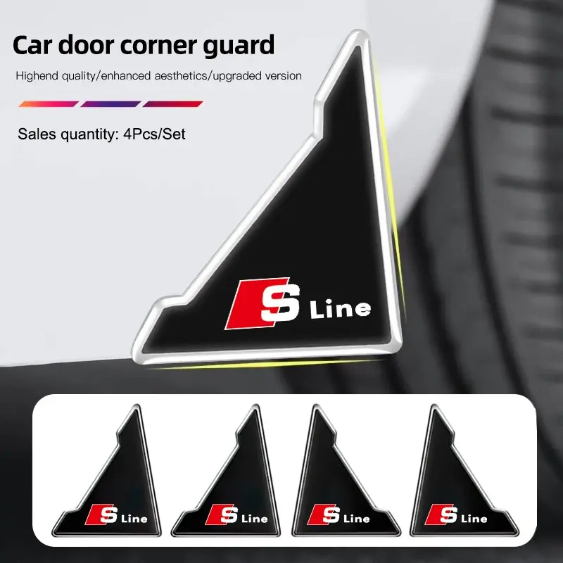 4PCS Car Door Anti-collision Corner Protectors Stickers For Audi A3 A4 A6 A5 Q5 A1 Q7 Q3 Q2 Q8 A7 A8 TT S1 SQ5 RSQ3 RSQ8 RS3 RS4 S3 S4 RS5 RS6 RS7 S5 S6 S7 S8 Automotive Decals