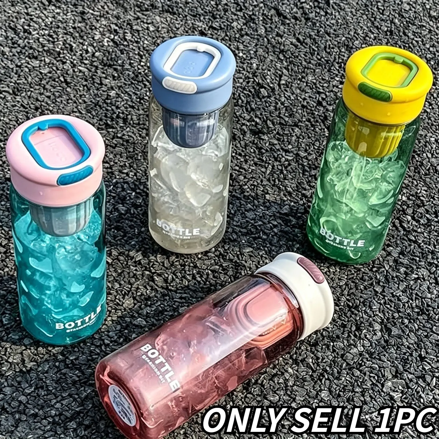 Portable 650ML Plastic Water Bottle with Tea Strainer, High Capacity Filter Cup, Transparent Travel Mug for Outdoor, Sports, Home, School, Travel
