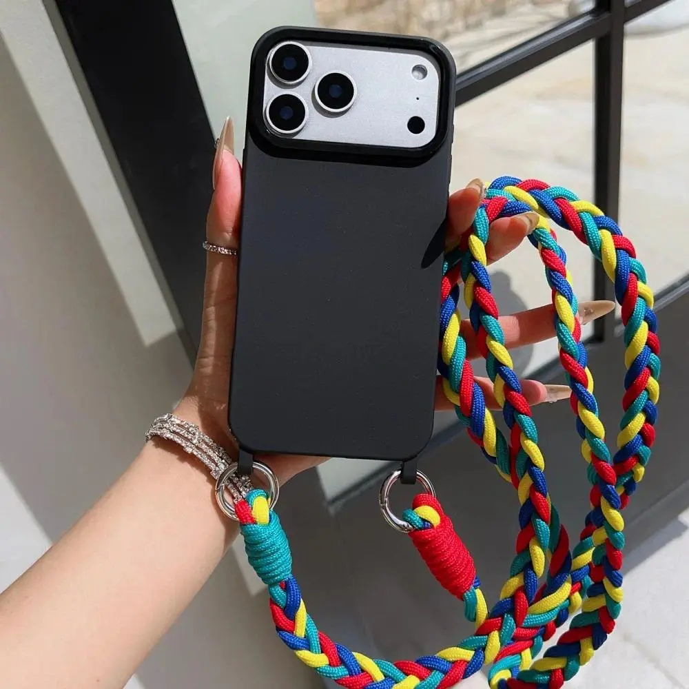 Trendy twisted braid crossbody phone case with strap, suitable For iPhone 17 16 15 14 13 12 11 Pro Max Plus, shockproof protective cover