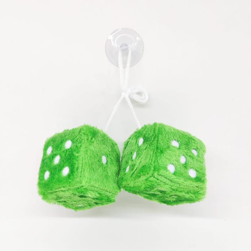 6cm long hair hot stamping dice plush toy cube pendant, rearview mirror pendant sieve