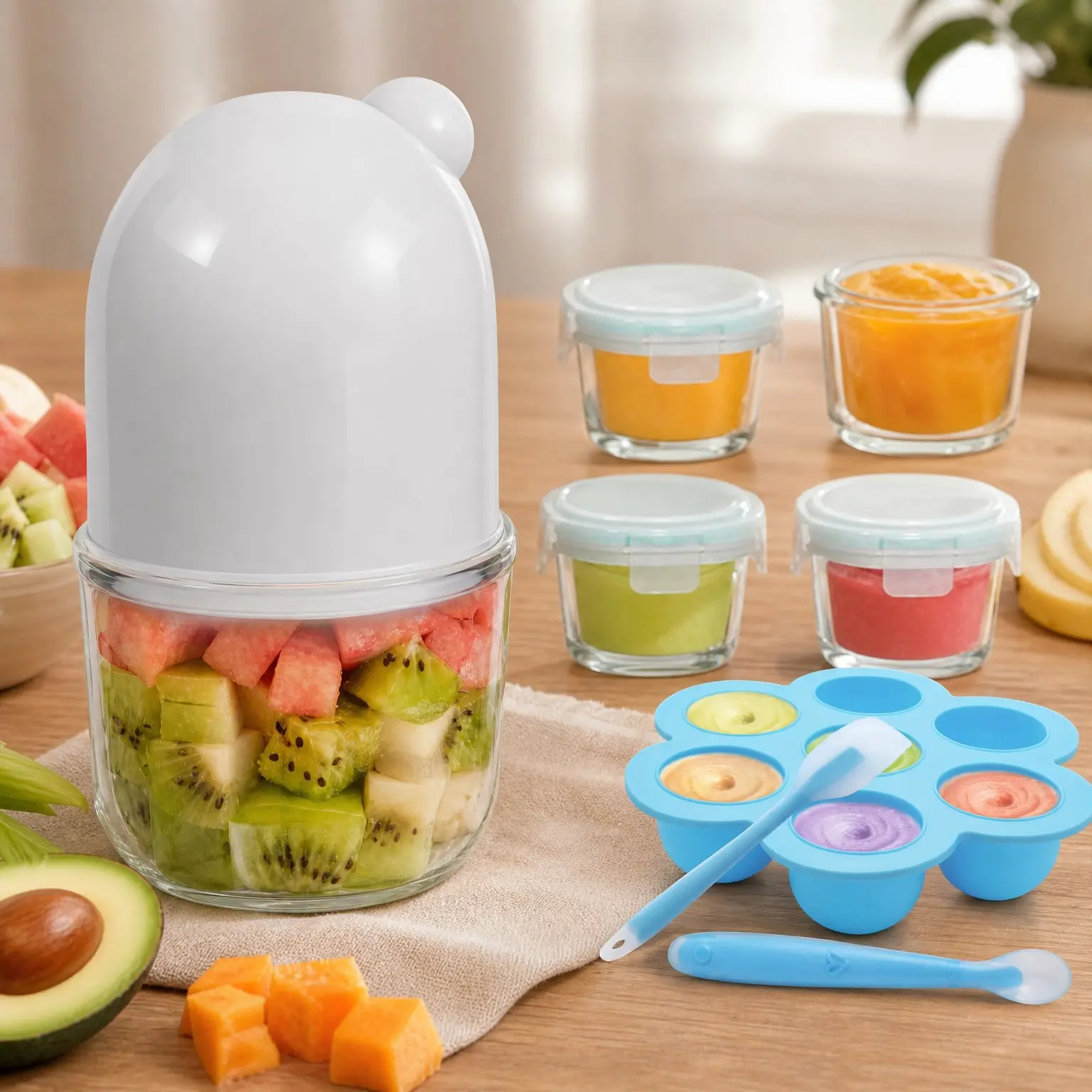 14-in-1 Baby Food Maker & Processor, Puree Blender & Grinder for Fruit, Veggies, Meat, Borosilicate Glass, BPA-Free, Easy to Use & Clean, Baby Feeding Essentials & Shower Gift Set(Gift)