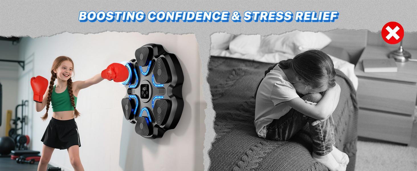 2026 Music Boxing Machine for Kids and Adults, Wall Mounted Bluetooth Punching Trainer with Boxing Gloves, Intelligent LED Boxing Target Workout Machine for Teenagers Boys Girls