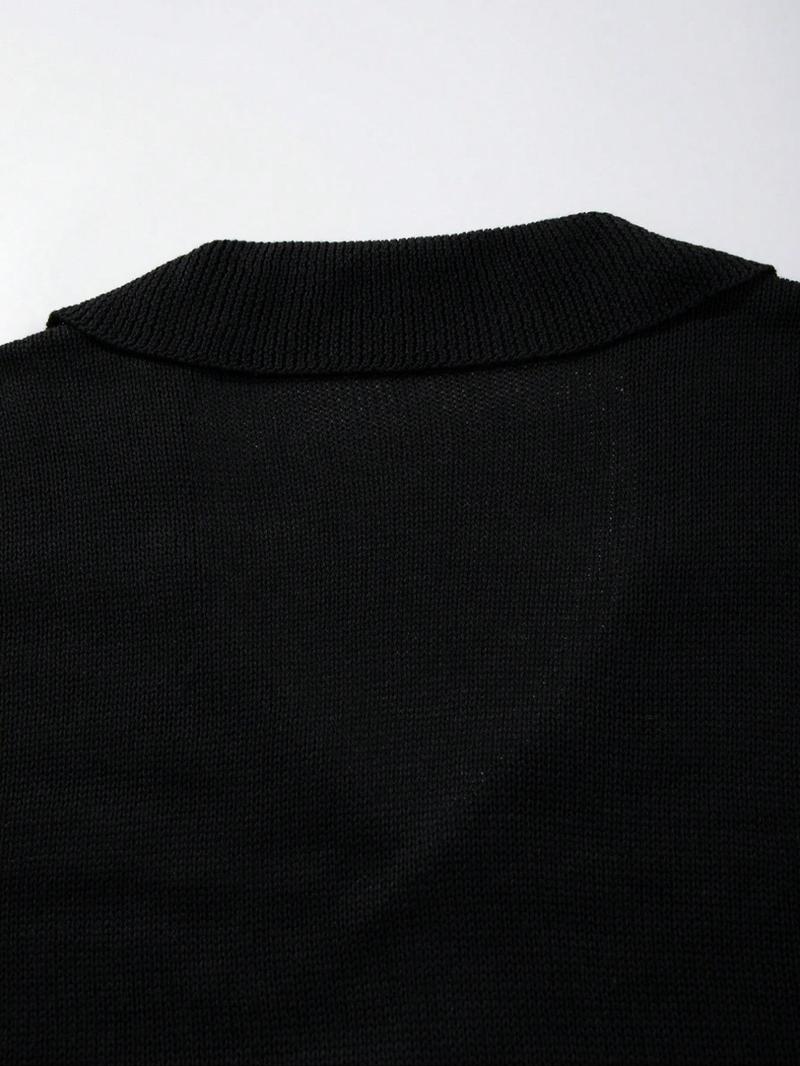 Men's Striped Print Short Sleeve Cardigan, Loose Casual Open Front Knitwear for Spring & Summer, Fashion Men's Knit Clothing for Daily Wear, Tops