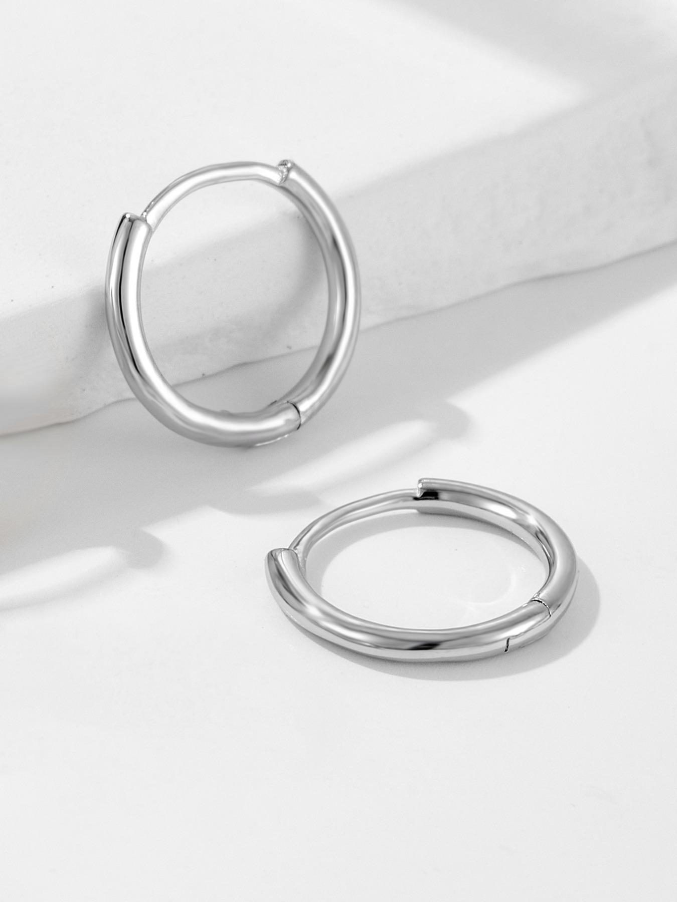 S925 Sterling Silver Hoop Earrings, Fashionable Minimalist Hoop Earrings for Women & Girls, Trendy All-match & Exquisite Jewelry for Birthday Gift
