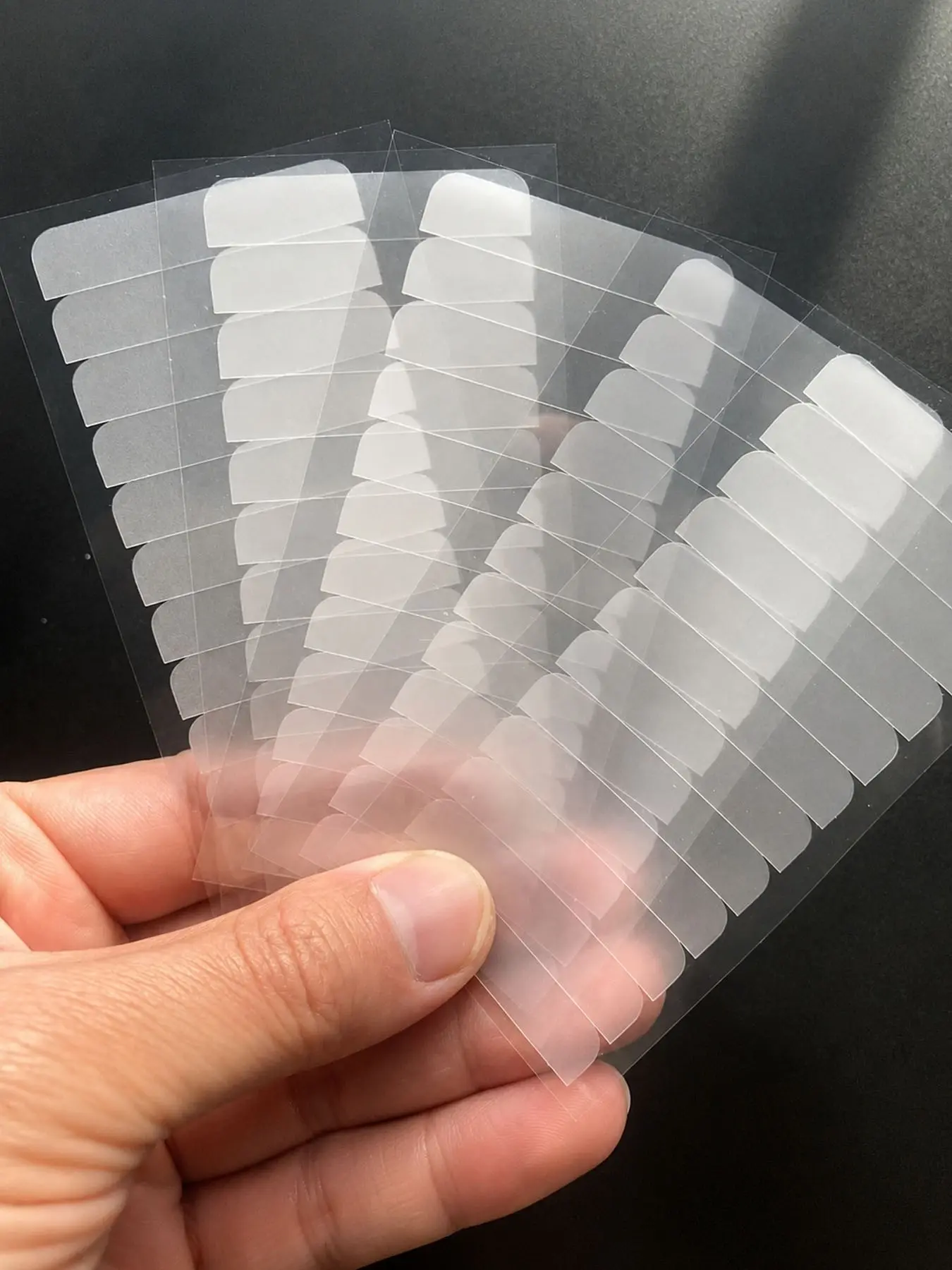 Single-Sided Hair Extension Tape, Transparent Pre-Cut Adhesive Tabs, Strong Hold Adhesion Waterproof, 120/240/480pcs for Tape-In Extensions