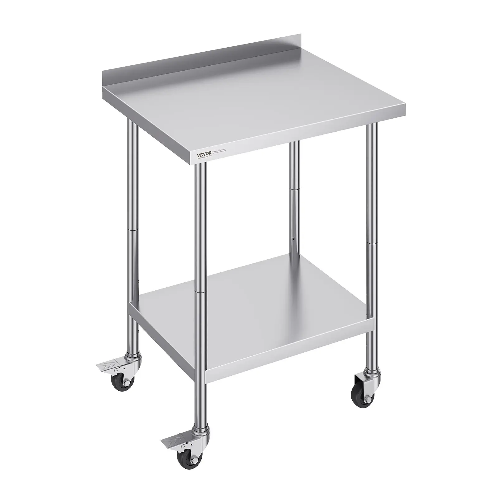 VEVOR 24x 30x 40 Inch Stainless Steel Work Table, Commercial Food Prep Worktable with Casters, Heavy Duty Prep Worktable, Metal Work Table with Adjustable Height for Restaurant, Home and Hotel