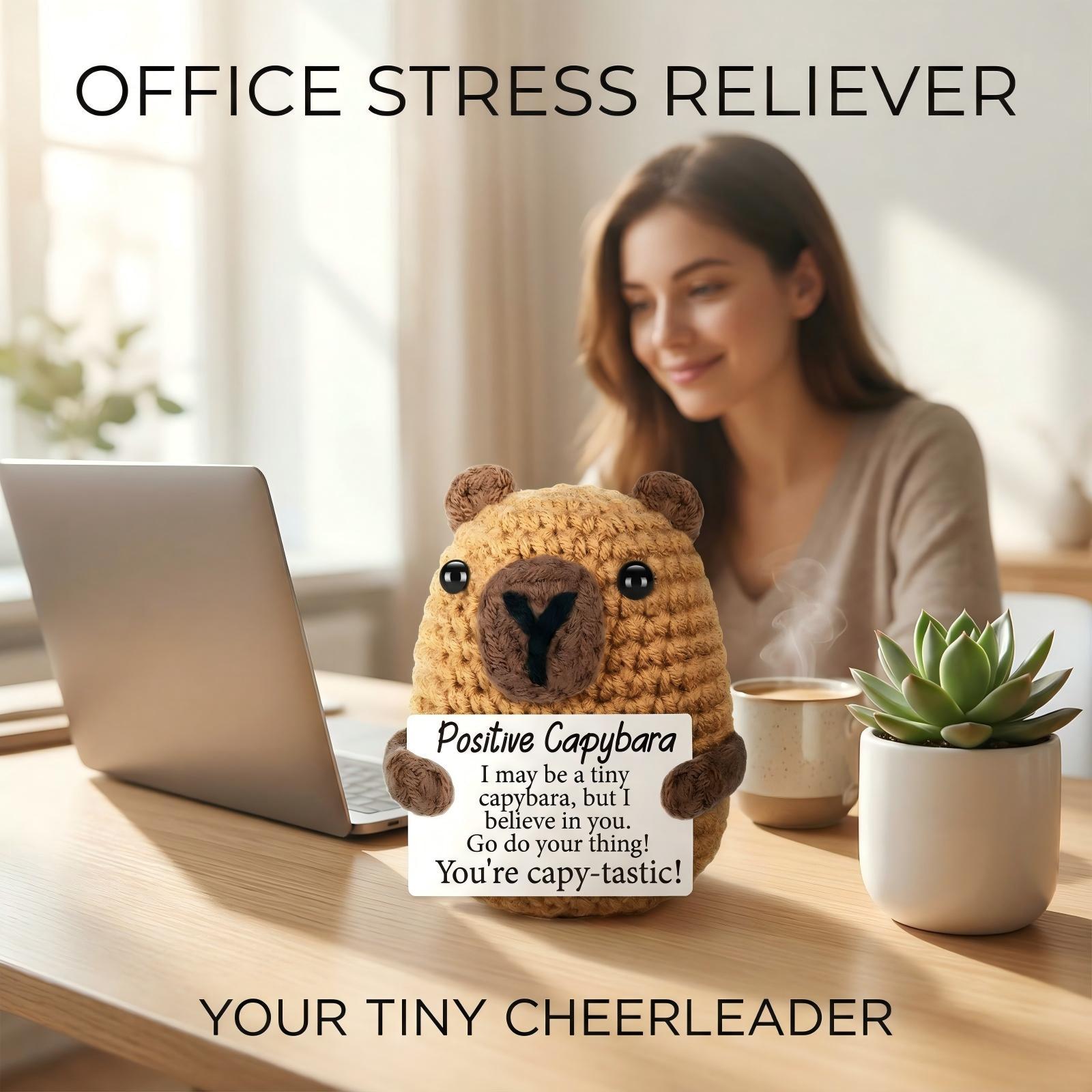 Tiny Handmade Knitted Capybara Stuffed Toy, Soft Skin-Friendly Stress Relief Doll, Emotional Support Plush, Ideal Christmas & Holiday Gifts, Birthday Gifts for Women Men, Teacher Appreciation Presents, Desk Decor, Bag Charm, Car Ornament, Sweet Gift for L