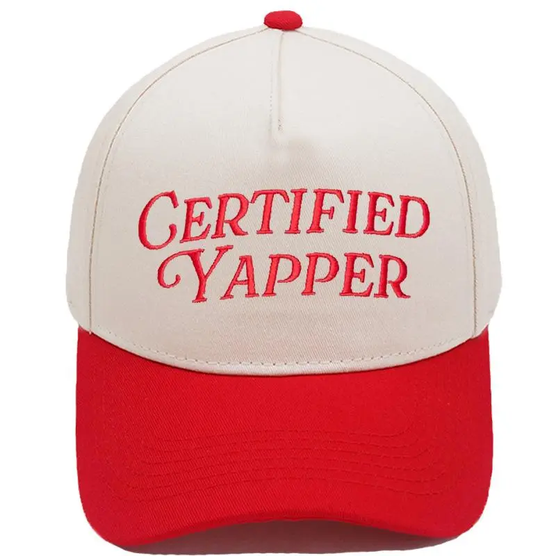 Trendy Certified Yapper Embroidered Baseball Cap - Retro Two-Tone Novelty Trucker Hat, Funny Gen Z Meme Gag Gift Snapback Sun Hat