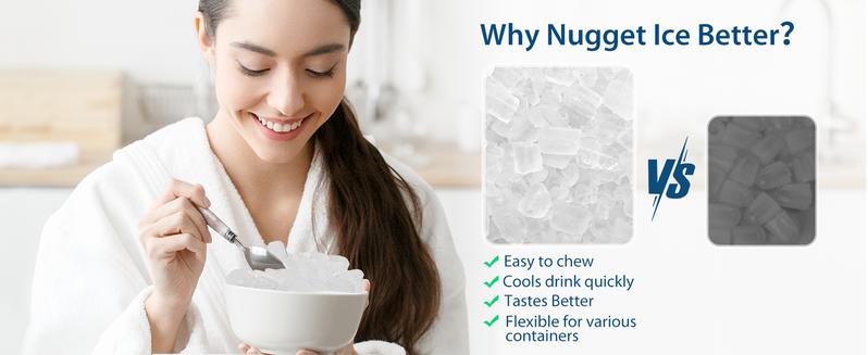 COWSAR Nugget Ice Maker Dispenser, Self Dispensing Pellet Ice Maker, 44lbs/24H, 15Mins Quick Ice Make, 3.3lbs Ice Storage, Ice Full Indicator, Self-Cleaning, Home, Kitchen, Bar, Party Silver