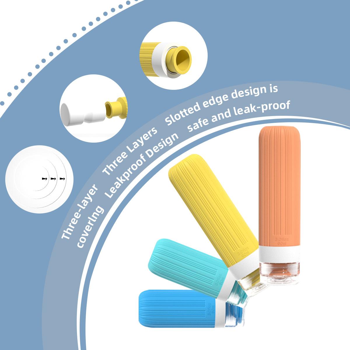 Travel Silicone Shampoo and Shower Gel Bottles Set, Leak-Proof Portable Toiletry Containers, Refillable Travel Bottles for Shampoo, Conditioner, Soap, Camping, Vacation, & Business Trip Essential