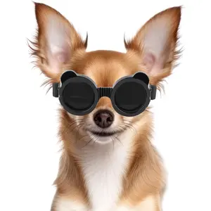 Dog Goggles for Small Breed UV Wind Dust Protection Puppy Sunglasses with Adjustable Strap - Black