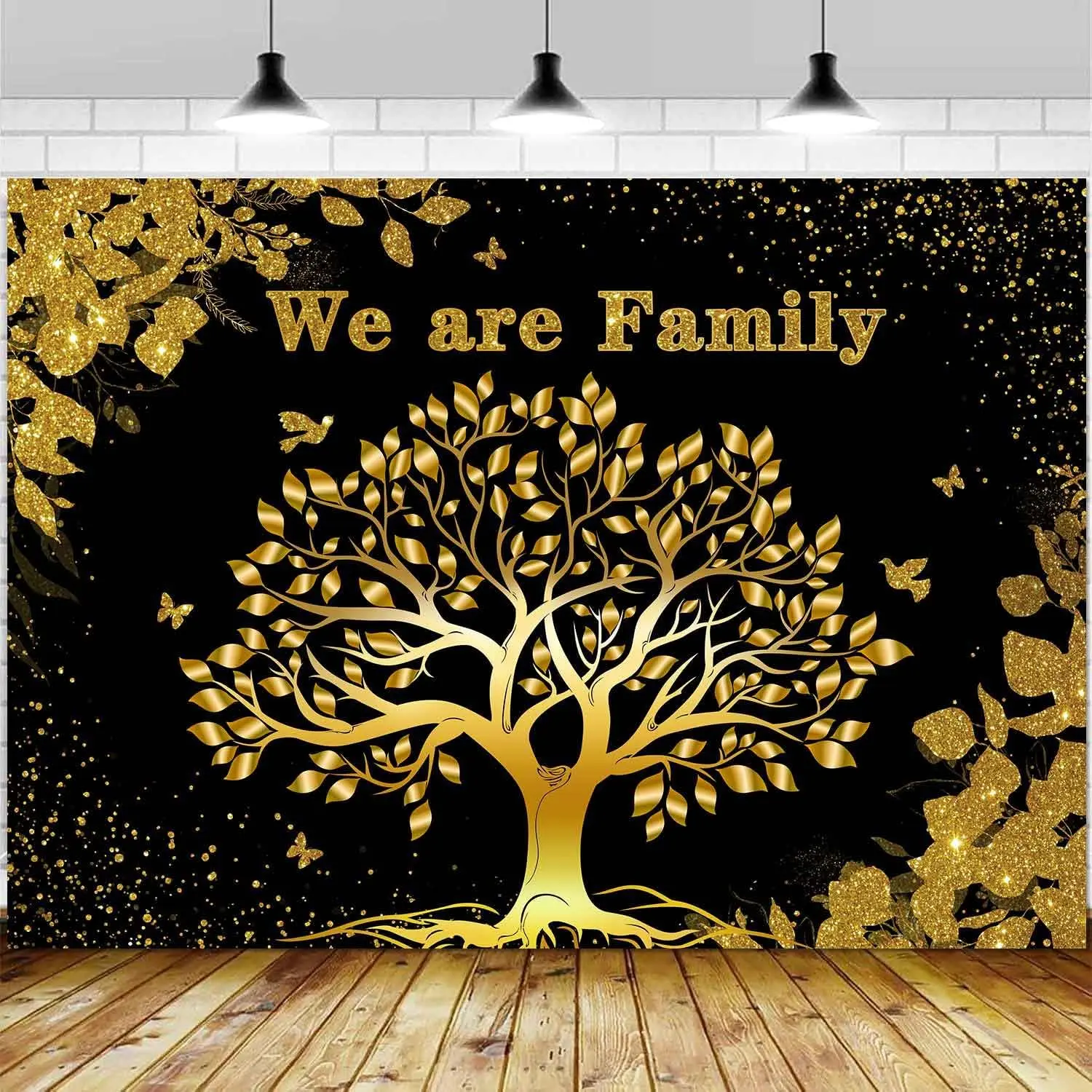 Family Reunion Backdrop Black  We are Family Tree Welcome to Our Family Members Party Decorations Relative Family Gathering Party Banner Supplies Photography Background Studio Props 7x5ft