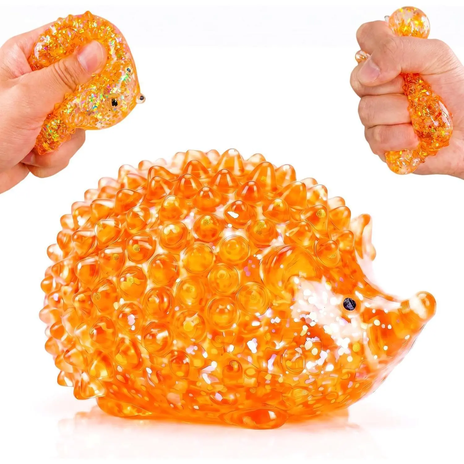 1Pcs Squishy Hedgehog Sugar Stress Balls for Kids and Adults Sensory Squeeze Fidget Toys Cute Sugar Ball for Easter Basket Stuffers Party Favors Hedgehog Squishy Toys for Anxiety Autism (Orange)