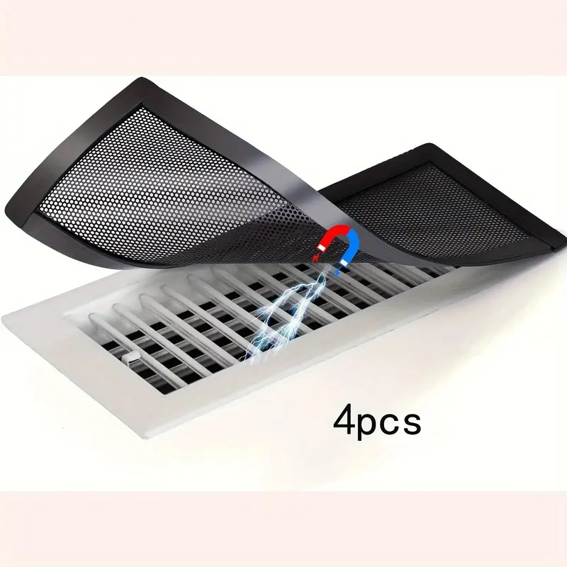 Magnetic Vent Cover, Magnetic Fastening, Ventilation, Airflow Control, Airflow Management, Airflow Directing, Dust Minimization, 4 Counts/set Durable Anti-dust Mesh, Insect-proof Vent Cover, Insect Protection for Ceiling & Floor, PVC Home Accessories