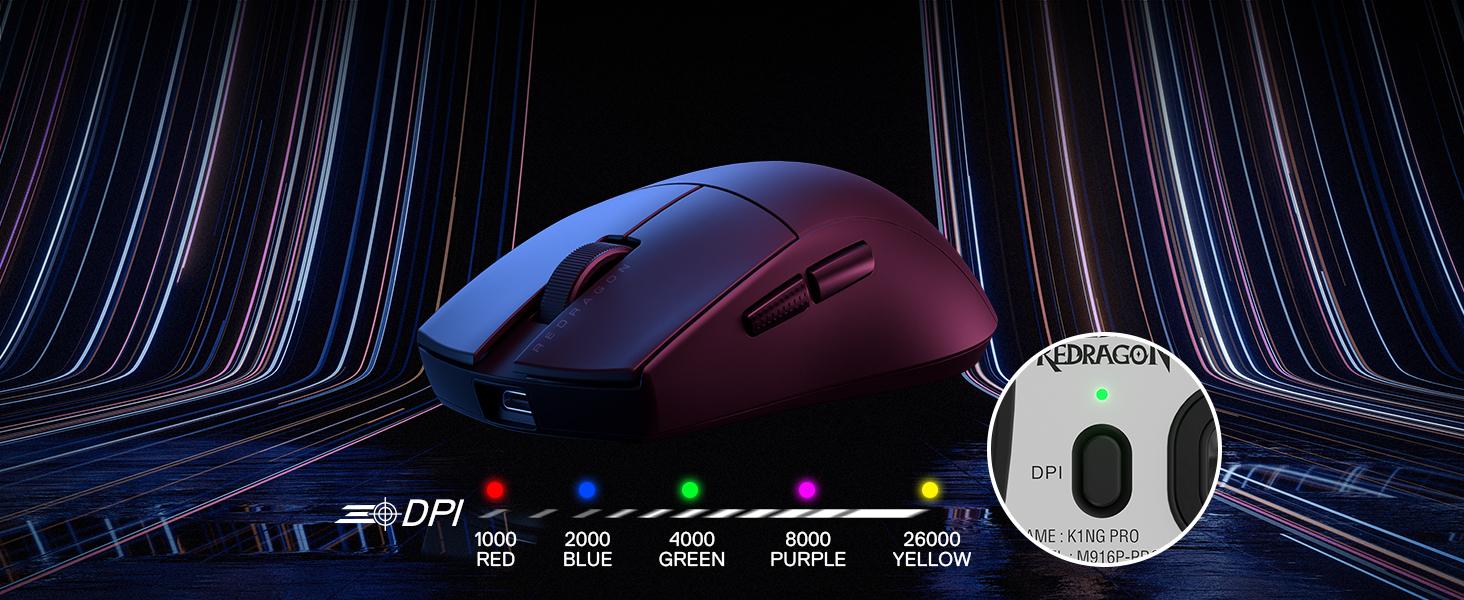 Redragon M916 PRO 3-Mode Wireless Gaming Mouse, 49G Ultra-Light 26K DPI Gamer Mouse w/Ergonomic Natural Grip Build, Full Programmable Buttons, Software Supports DIY Keybinds & DPI