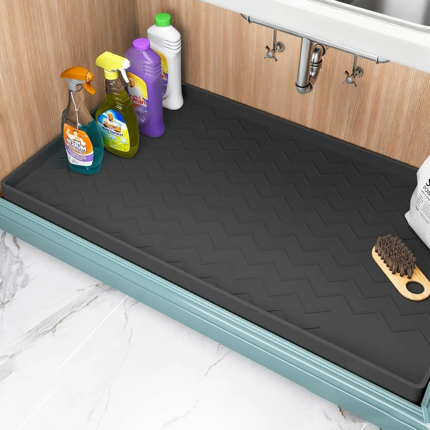 Under Sink Mats for Kitchen  25" x 22", Cabinet Liner | Leak-Proof  Mat Sink Protector, Kitchen Essentials Organizer and Storage,Boot or Shoe Tray,  Feeding Mat