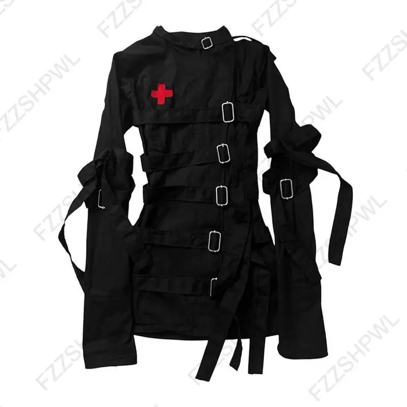 Emo Gothic Punk Jirai Kei Women's Jacket Chic Trendy Fashion Aesthetics Lace-up Design Coat Y2K Harajuku Grunge Gyaru Streetwear