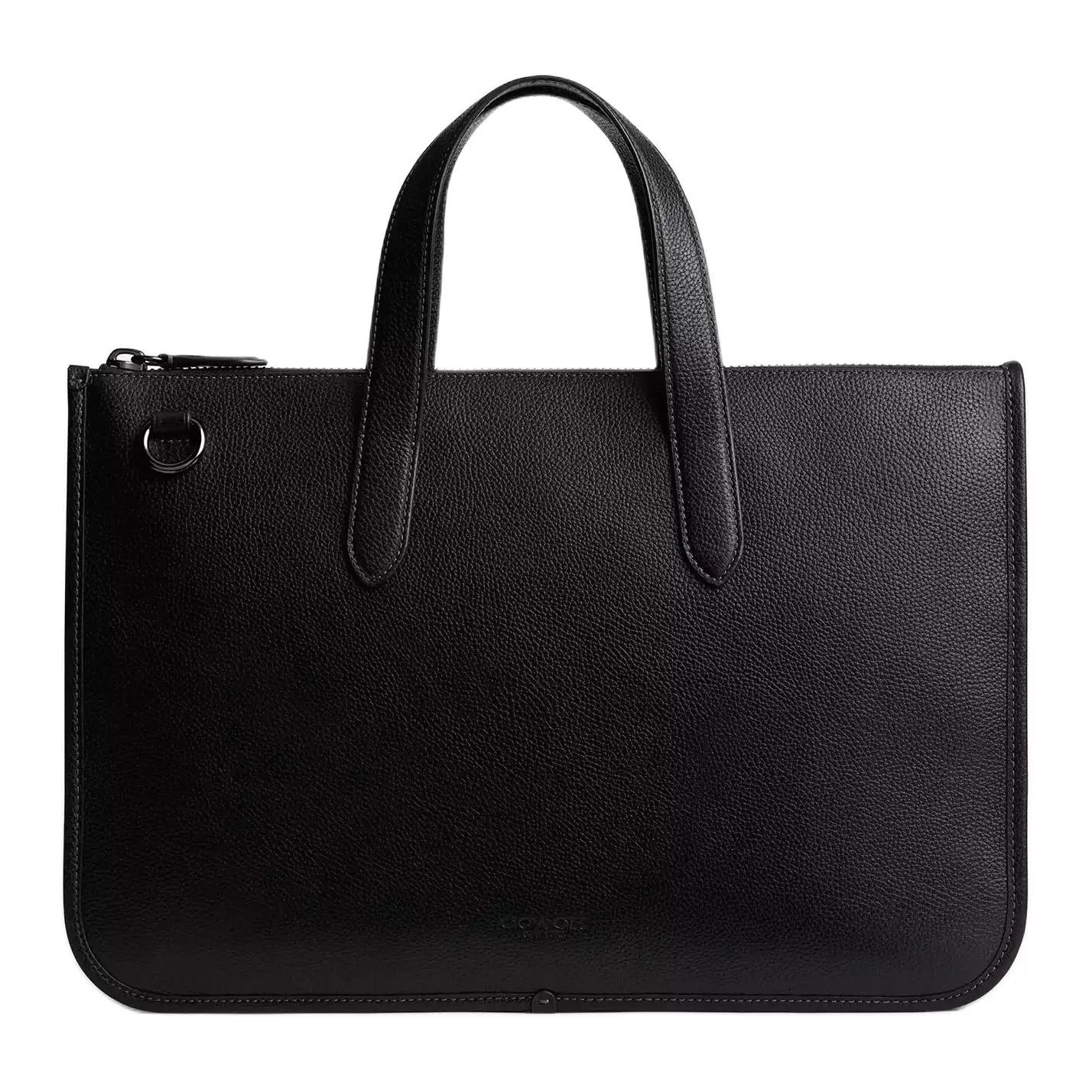 COACH Isaac 40 Logo Zip Top Briefcase – Textured Leather – Men’s Large Black