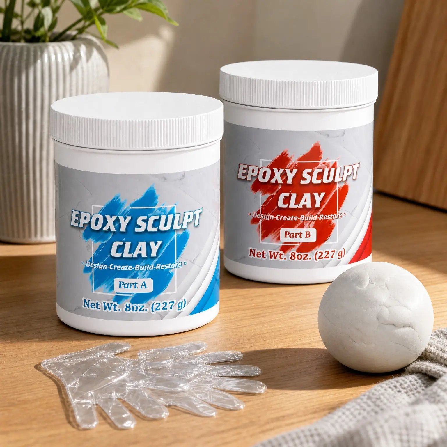 1 lb White Epoxy Putty Sculpt Clay | Two-Part Self-Hardening Modeling Clay for Modeling, Sculpting & Repairing Metal, Wood, Ceramic, Tile & PlasticGift