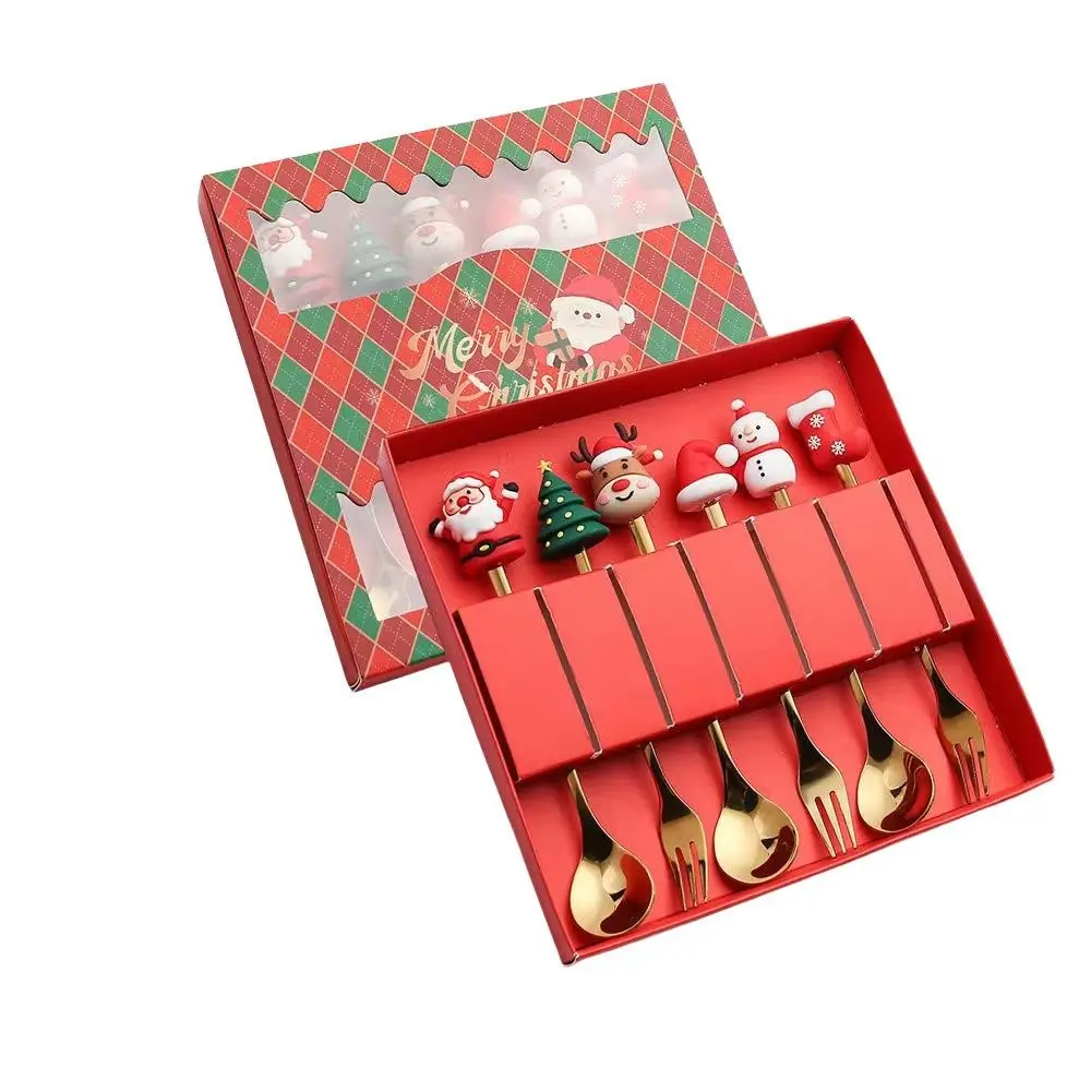Stainless Steel Coffee Spoons Set, Santa Tree Star Design, 2/4/6pcs, Ideal for Coffee Tea Dessert Soup, Holiday Seasonal Decorations