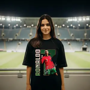 Retro Washed Cristiano Ronaldo CR7 Signature Graphic T-Shirt, Portugal National Team Soccer Football Fan Tee, Premium Heavyweight Cotton Loose Fit Streetwear Top, Trendy Sport Apparel For Game Day Daily Wear Party Birthday Gift For Men Women