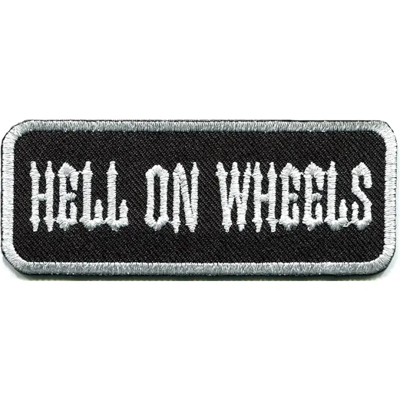 3Pcs Hell on Wheels Biker Iron On Patches | Rockabilly Embroidered Slogan Applique | Motorcycle Jacket Vest DIY Patch for Riders