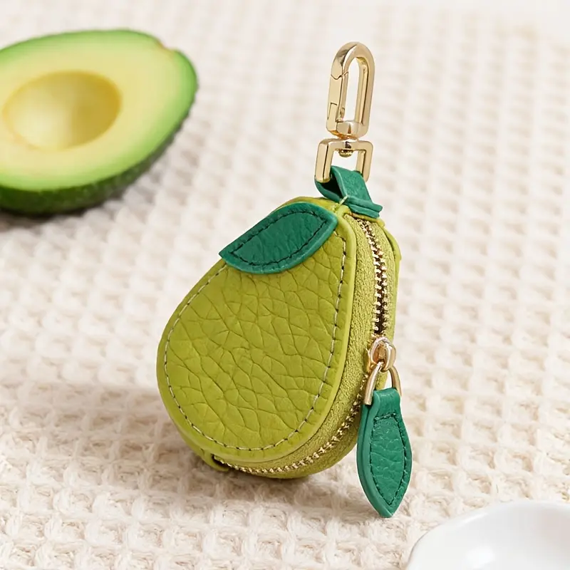 1pc Fruit-Shaped Keychain Coin Purse • Mini AirTag Holder & Jewelry Organizer • Perfect Gift for Women • Jewelry Pouch • Hang on Bags for Easy Access • Bag-in-Bag • Cute Coin Pouch • Mini Fruit Series Avocado Strawberry Charm