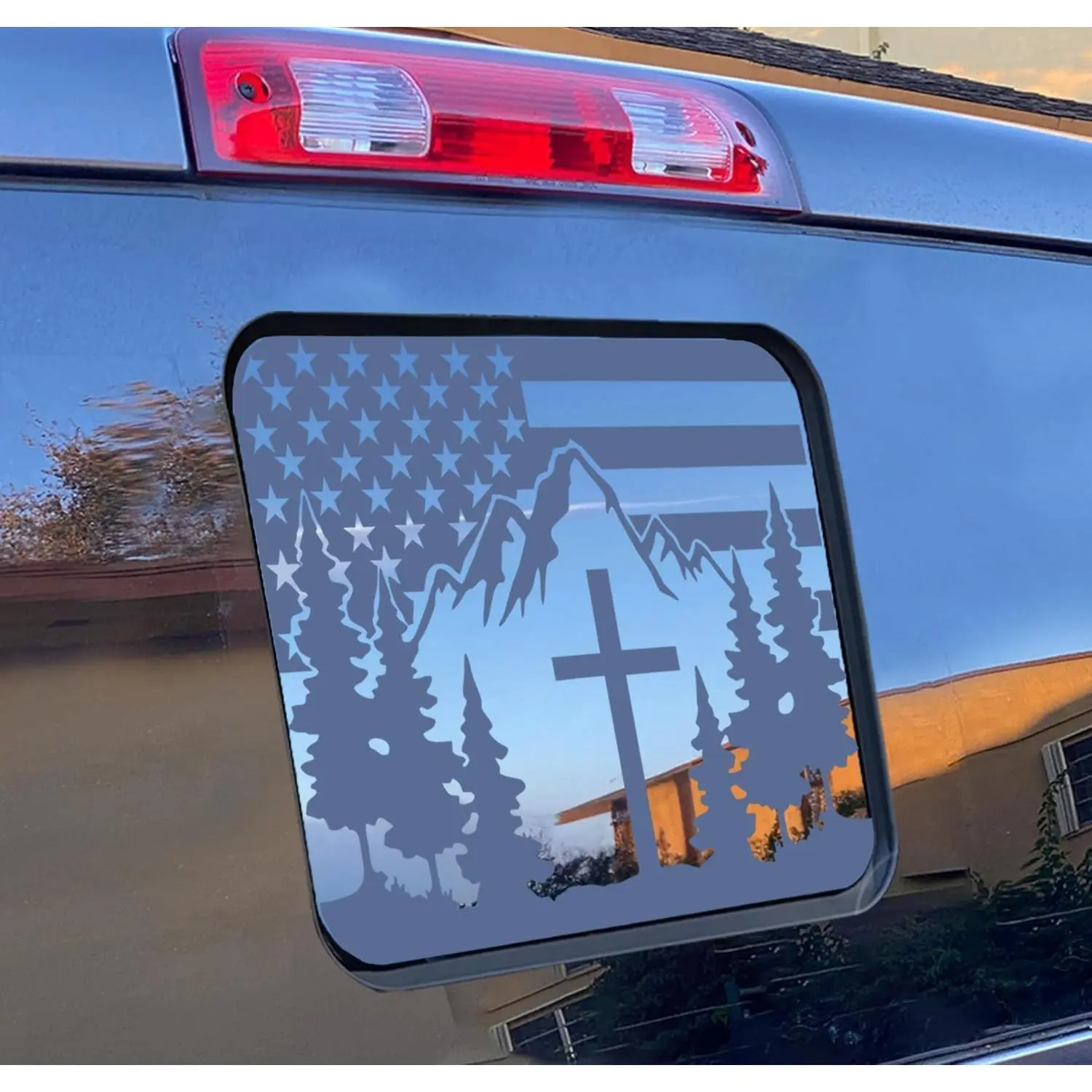 Matte Black Precut Patriotic US Pride Rear Middle Window Decals - Peel-Off, Long-Lasting, Water-Resistant Vinyl Truck Car Stickers for Jeep Gladiator JT 2020-2026 Outdoor Adventure Accessories
